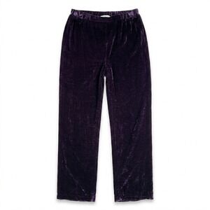 Eileen Fisher Velvet PetitePants Rayon Silk Minimalist Purple Holiday Luxe Boho